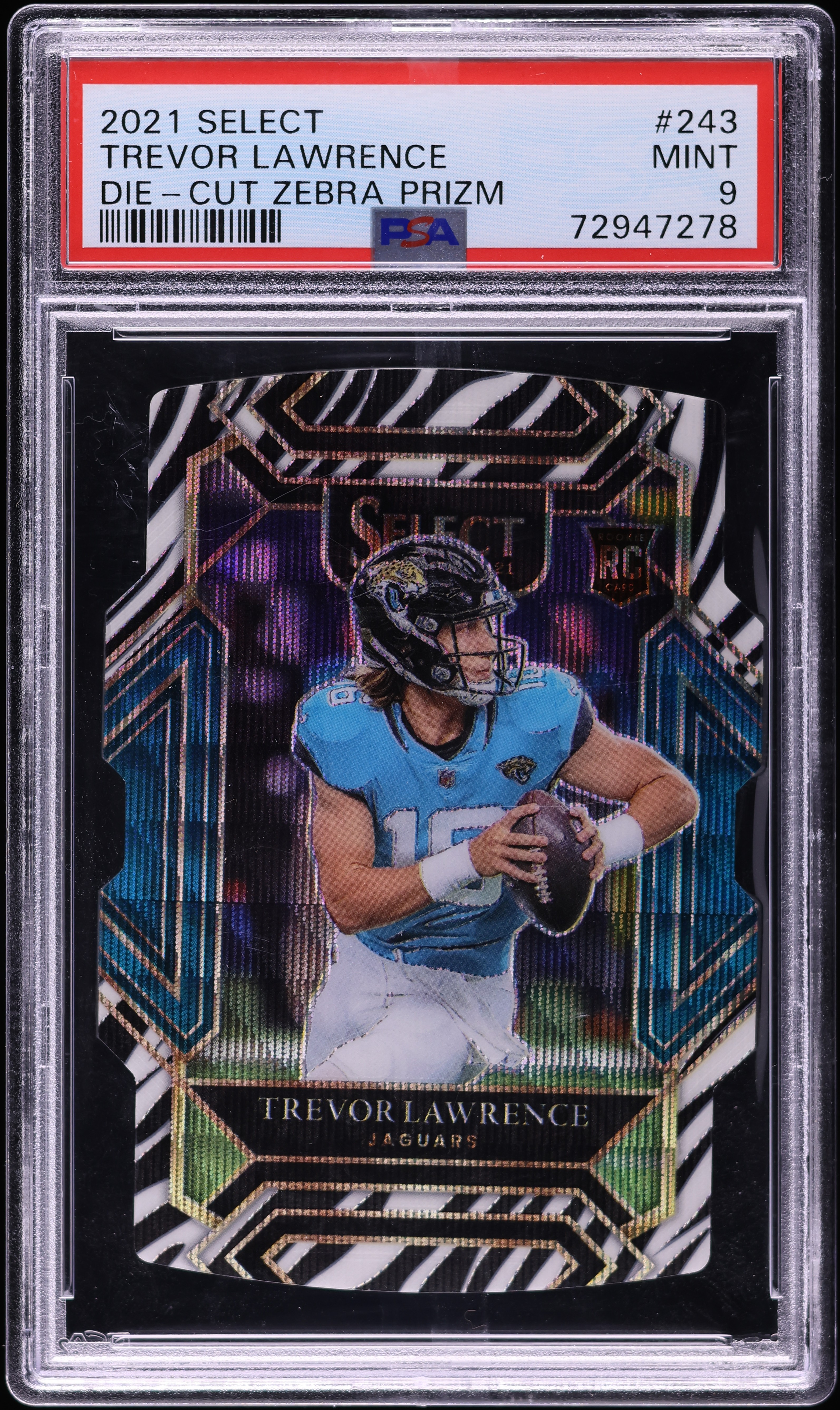 2021 Select Club Level Zebra Prizm Die-Cut Trevor Lawrence ROOKIE