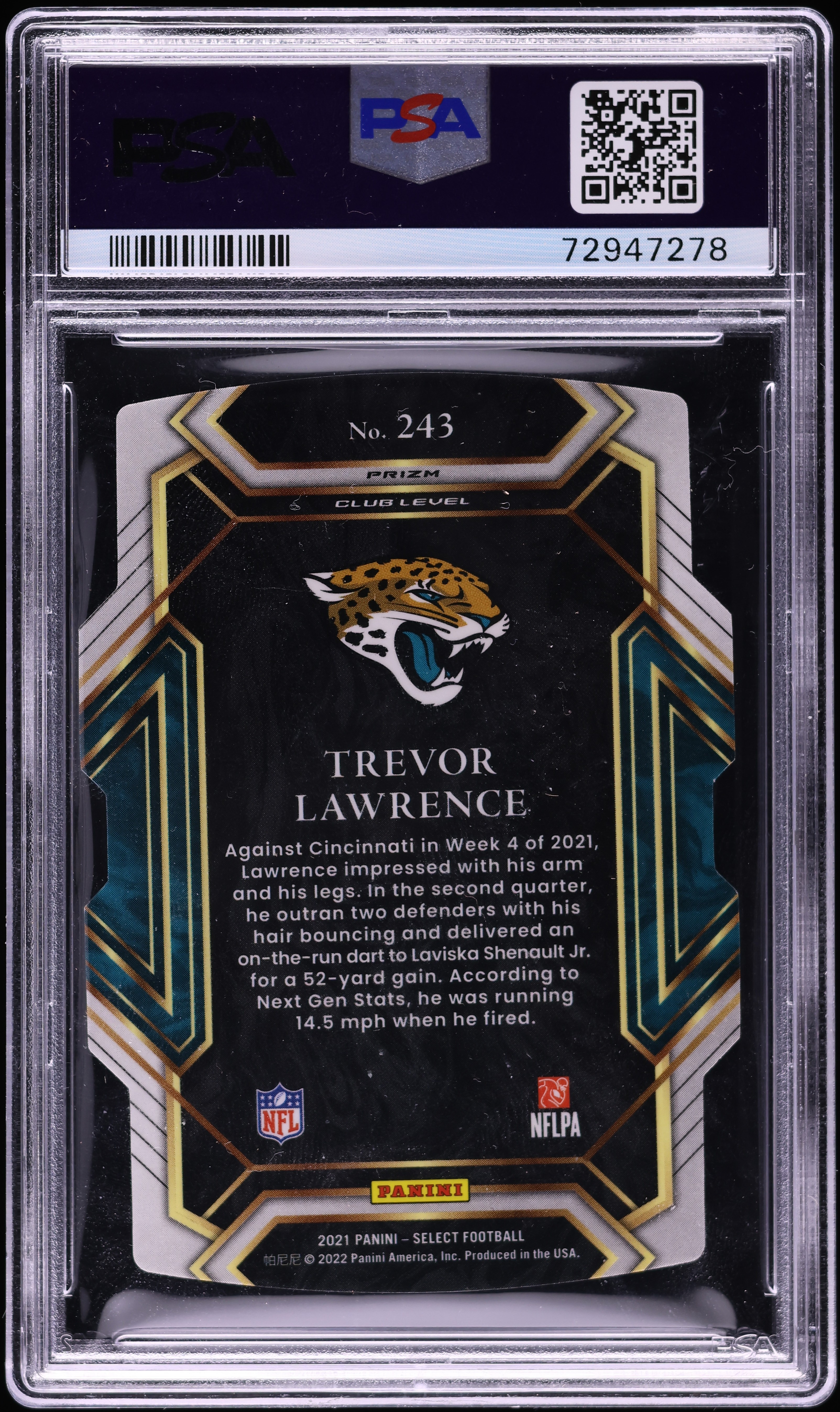2021 Select Club Level Zebra Prizm Die-Cut Trevor Lawrence ROOKIE
