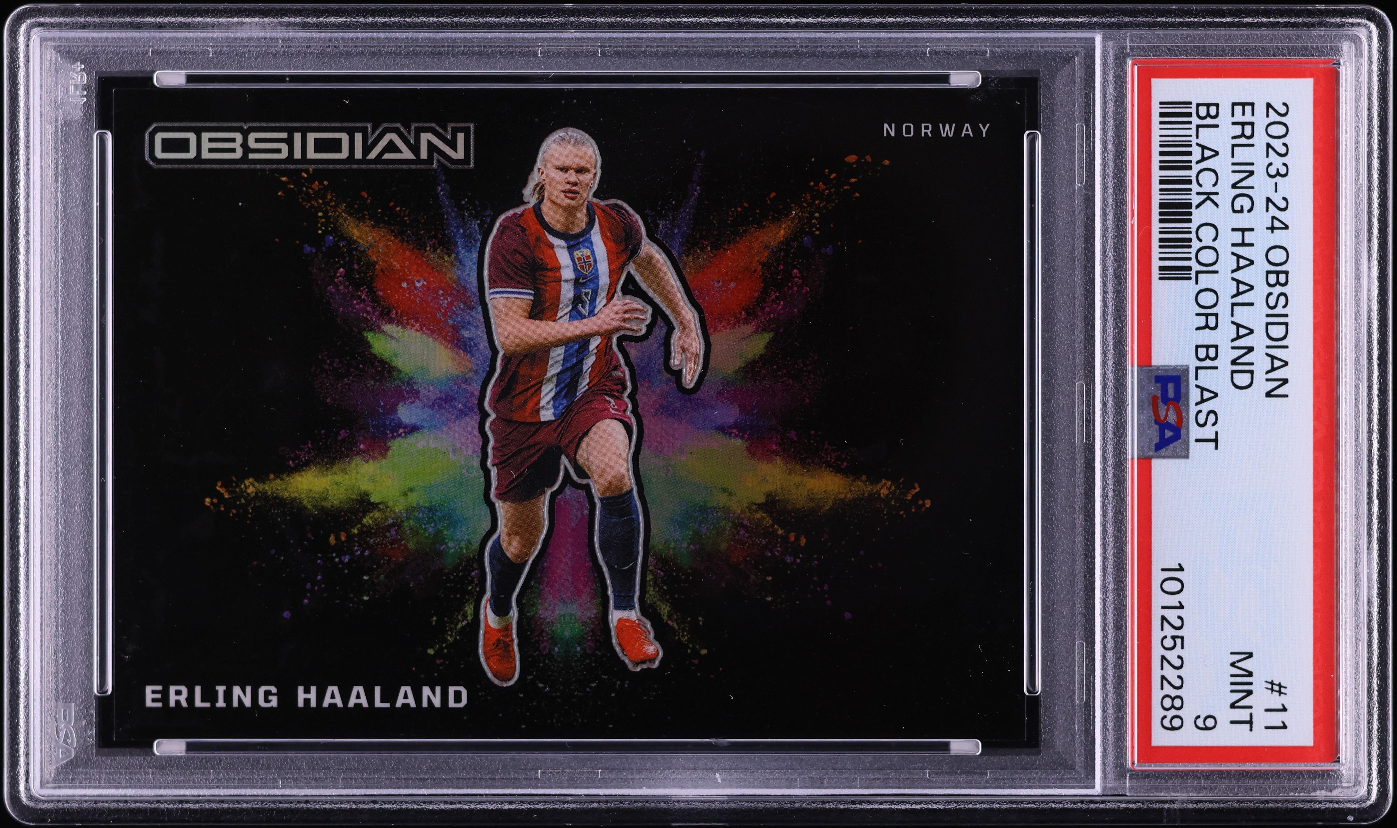2023 Panini Obsidian Black Colorblast Erling Haaland #11 PSA 9