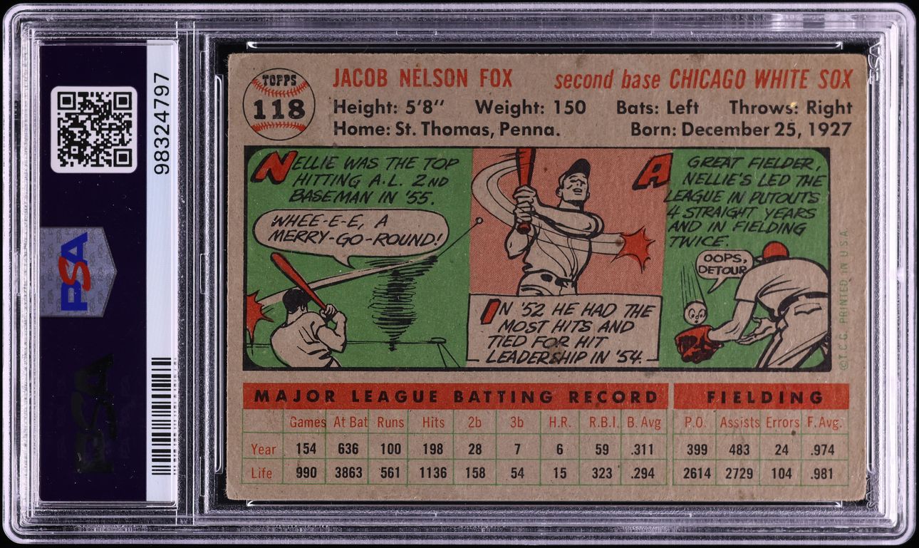 1956 Topps Nellie Fox #118 PSA 4 VGEX