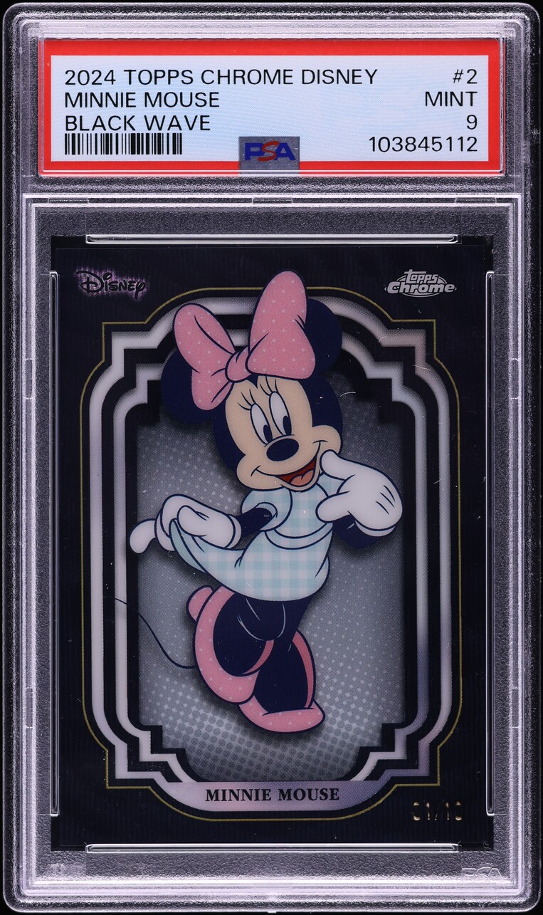 2024 Topps Chrome Disney Black Wave Minnie Mouse 1/10 #2 PSA 9