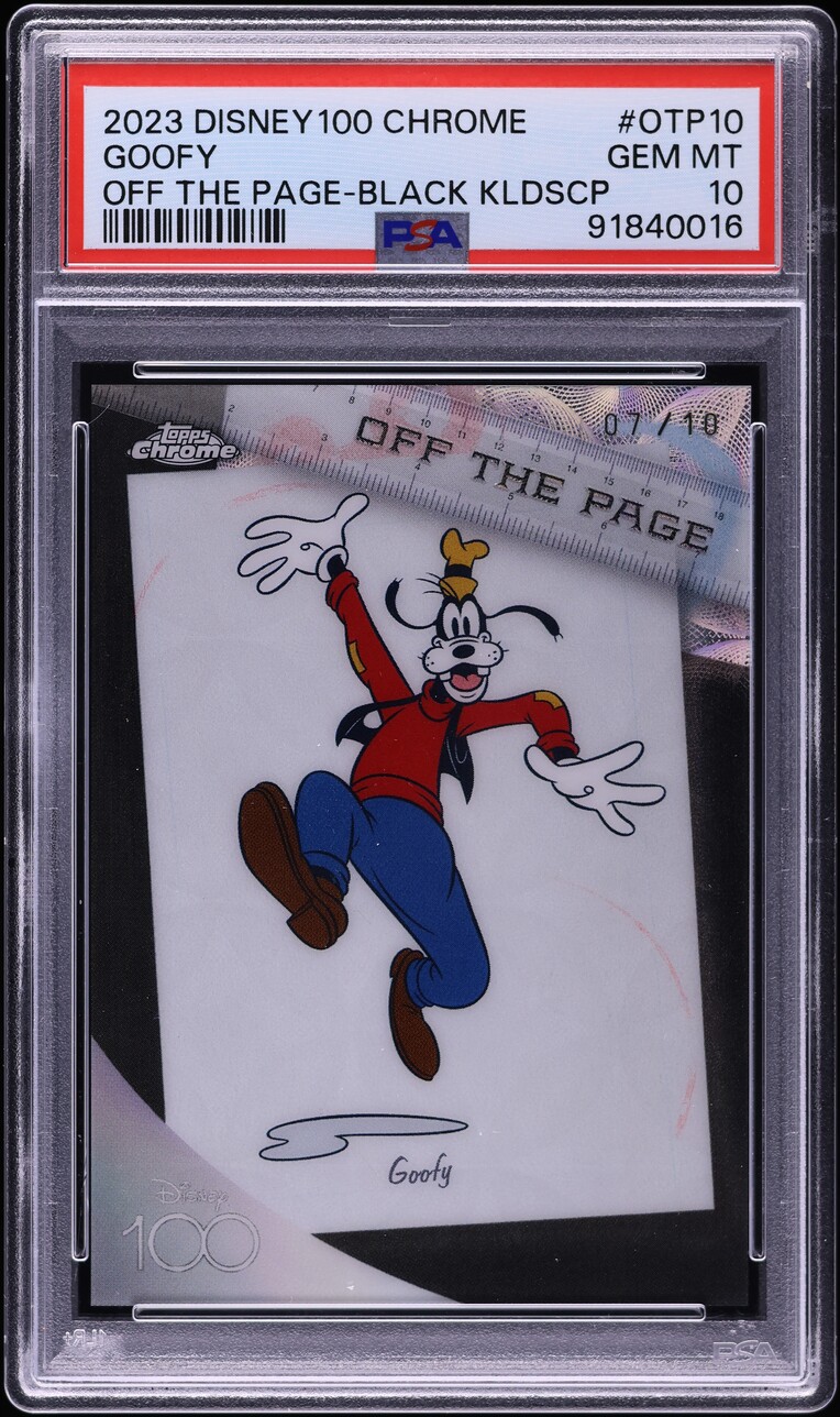 2023 Topps Chrome Disney100 Off The Page Black Kaleidoscope Goofy