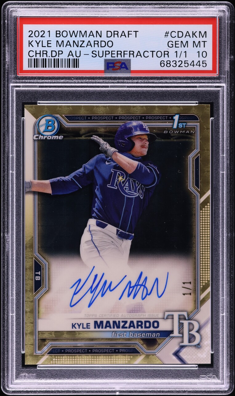 2021 Bowman Chrome Draft Superfractor Kyle Manzardo PROSPECT AUTO 1/1 PSA 10 GEM