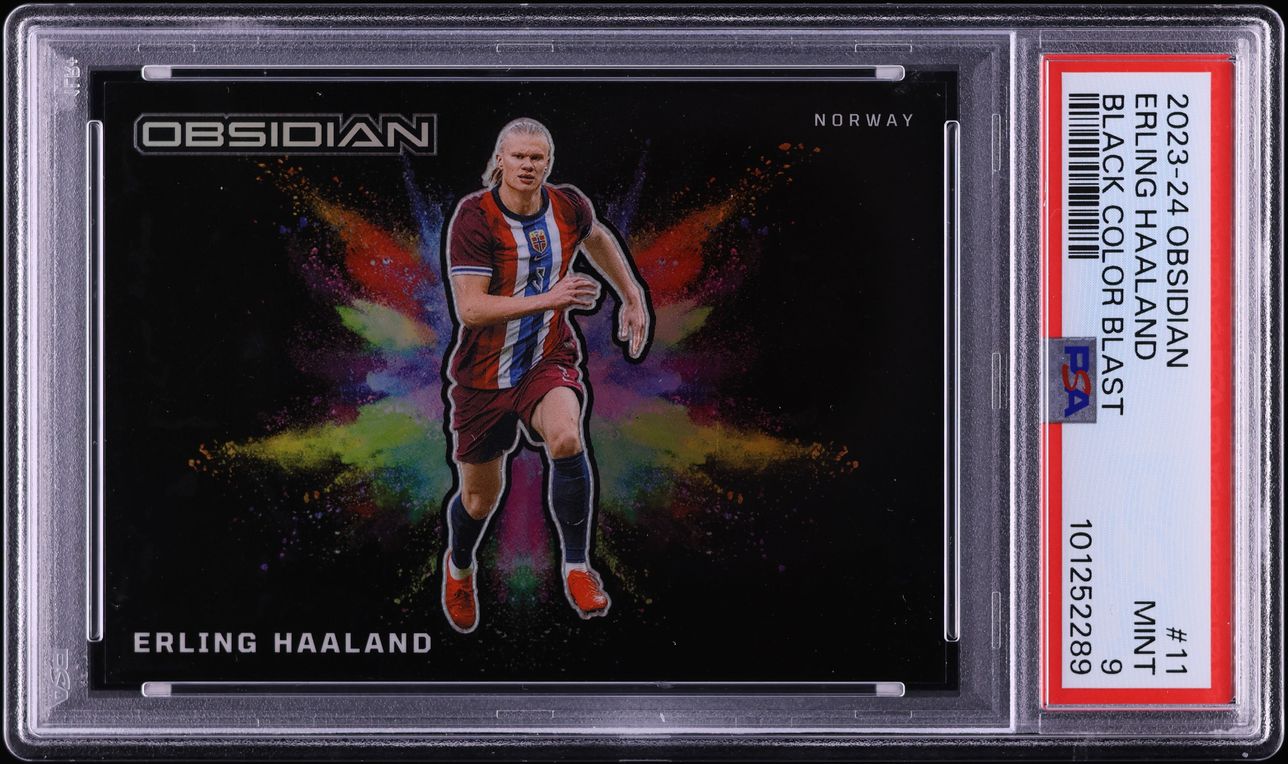 2023 Panini Obsidian Black Colorblast Erling Haaland #11 PSA 9