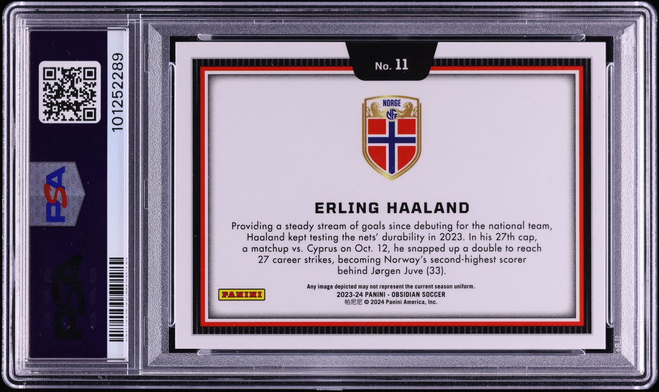 2023 Panini Obsidian Black Colorblast Erling Haaland #11 PSA 9