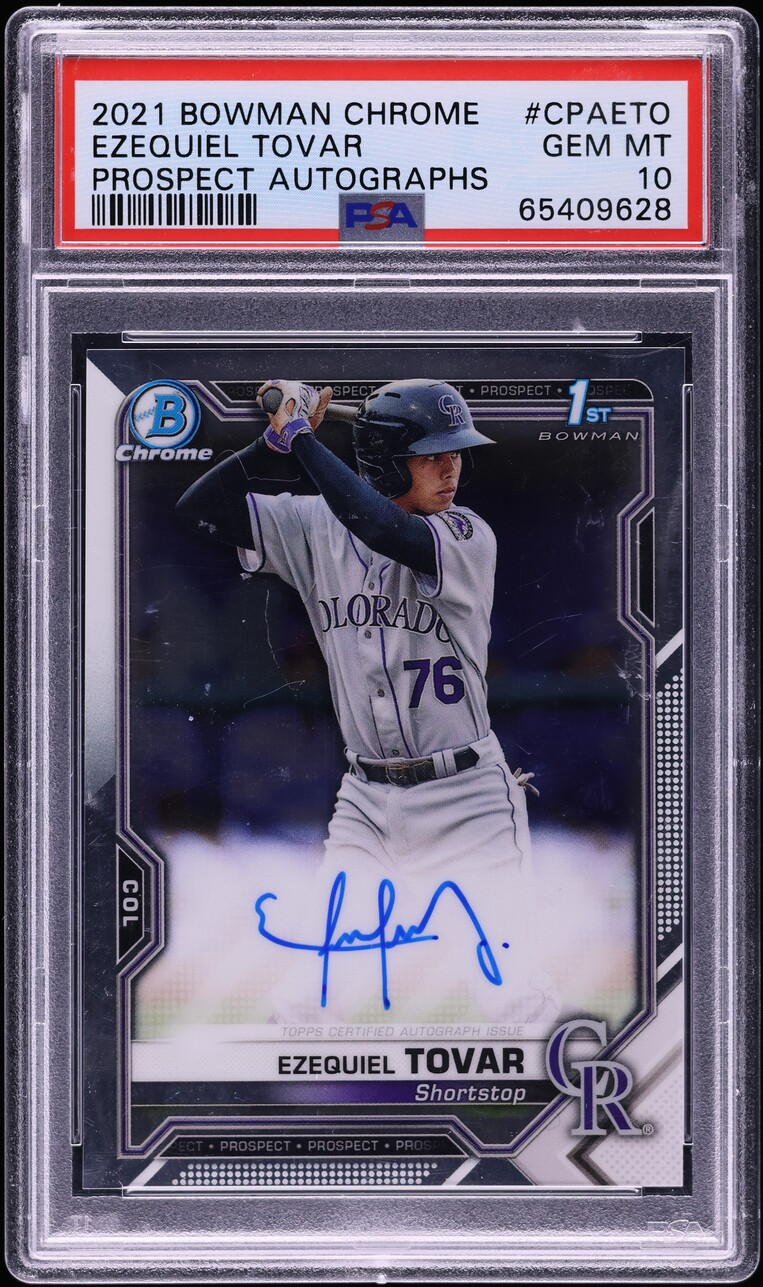 2021 Bowman Chrome Ezequiel Tovar PROSPECT AUTO PSA 10 GEM MINT