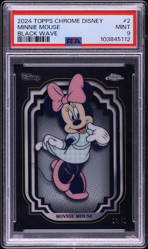 2024 Topps Chrome Disney Black Wave Minnie Mouse 1/10 #2 PSA 9