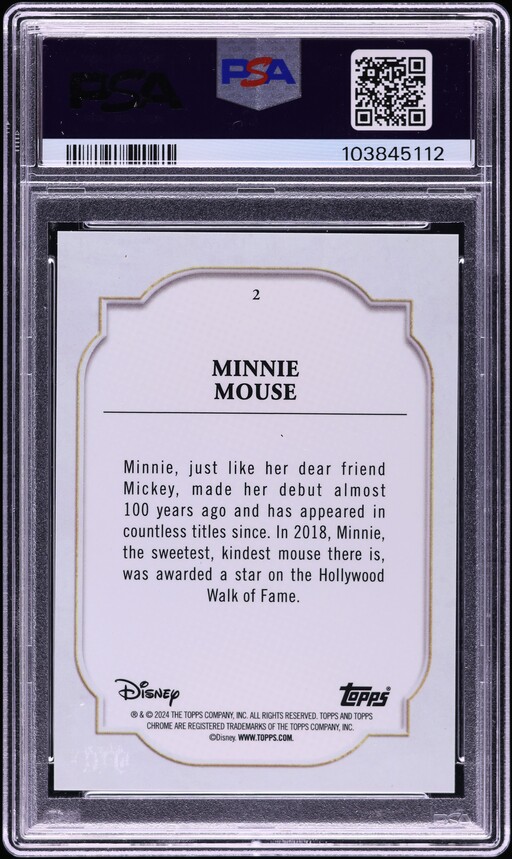 2024 Topps Chrome Disney Black Wave Minnie Mouse 1/10 #2 PSA 9