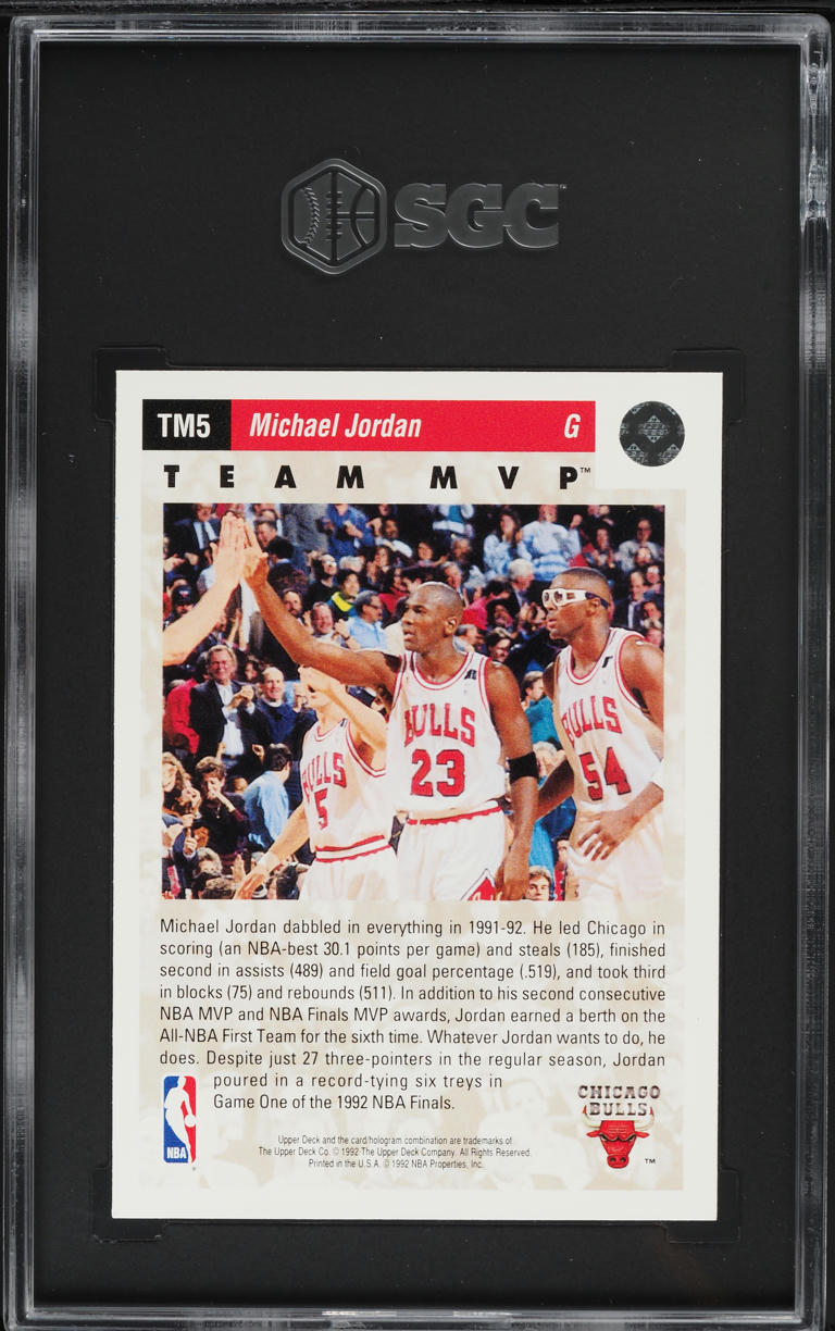 1992 Upper Deck Team MVP Michael Jordan #TM5 SGC 8 NM-MT
