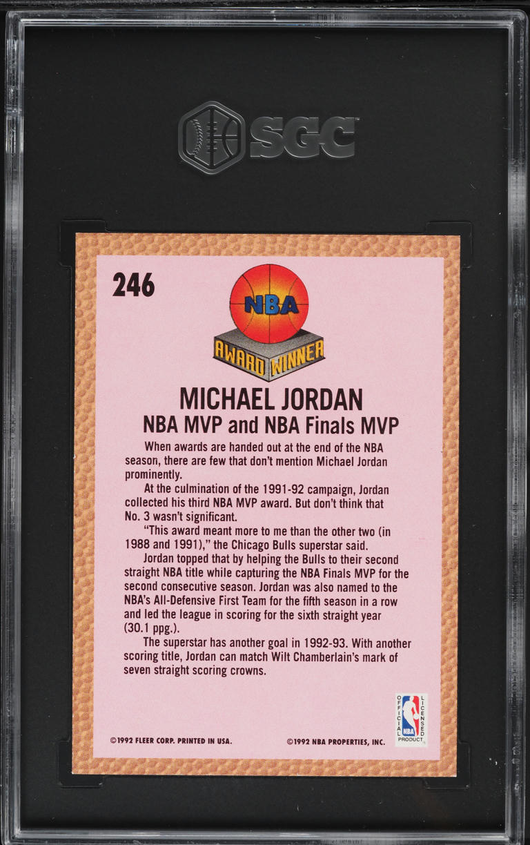 1992 Fleer Award Winner Michael Jordan #246 SGC 8.5 NM-MT+