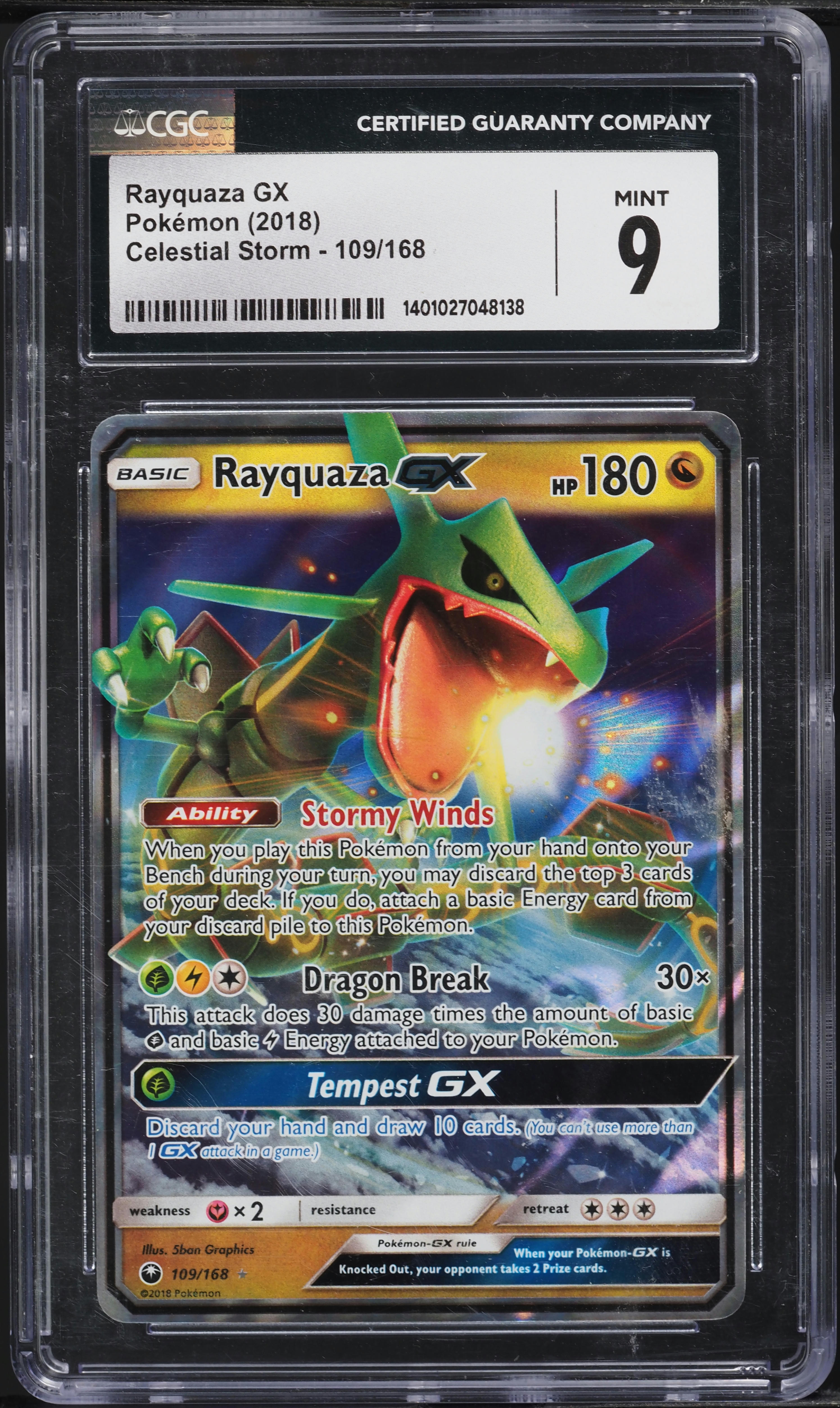 レックウザGXHR #109 MINT 2018年 2018 Pokemon Sun & Moon Celestial Storm Rayquaza GX #109 CGC 9