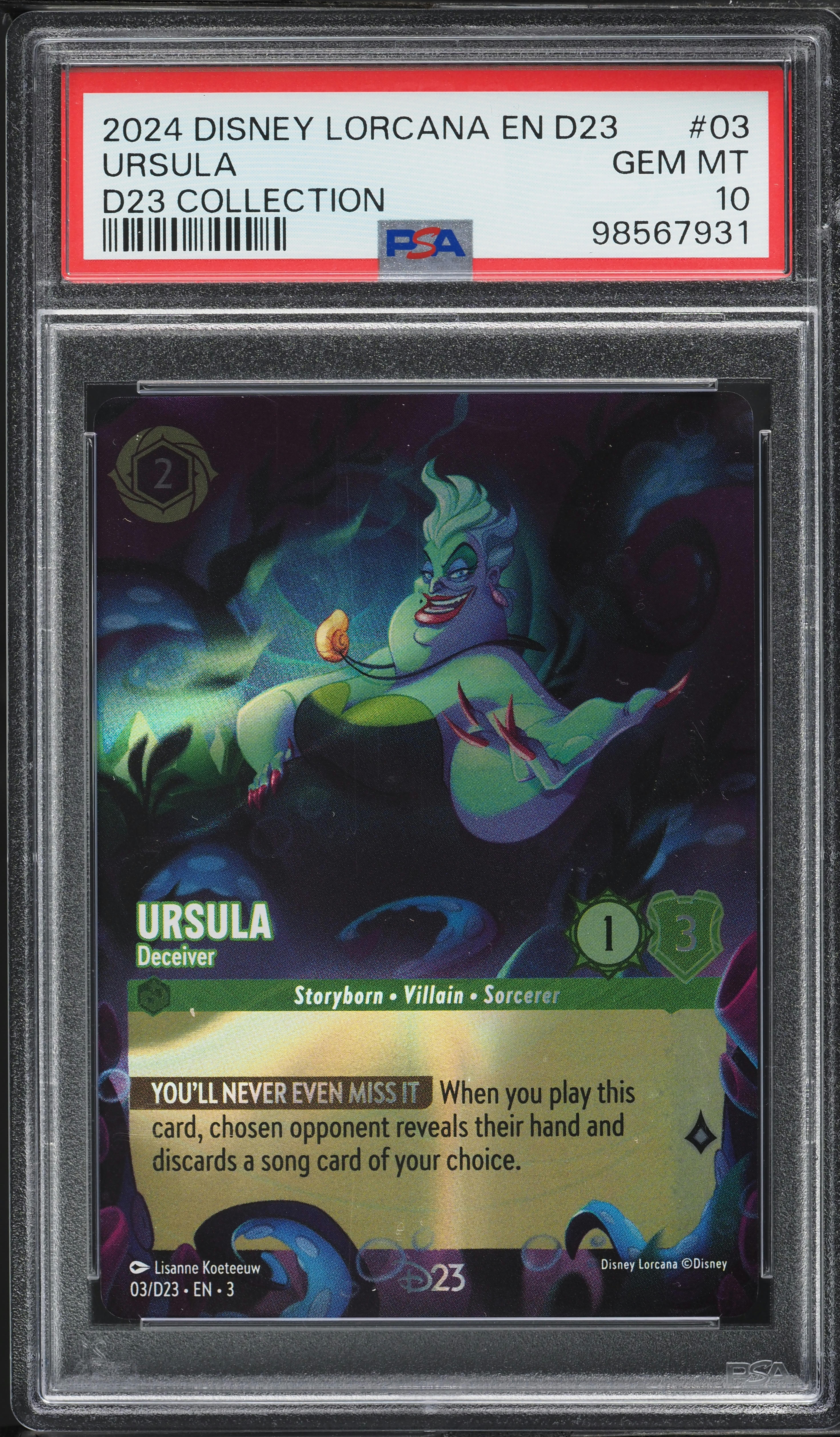 2024 Disney Lorcana Promo D23 Collection Ursula #3 PSA 10 GEM MINT