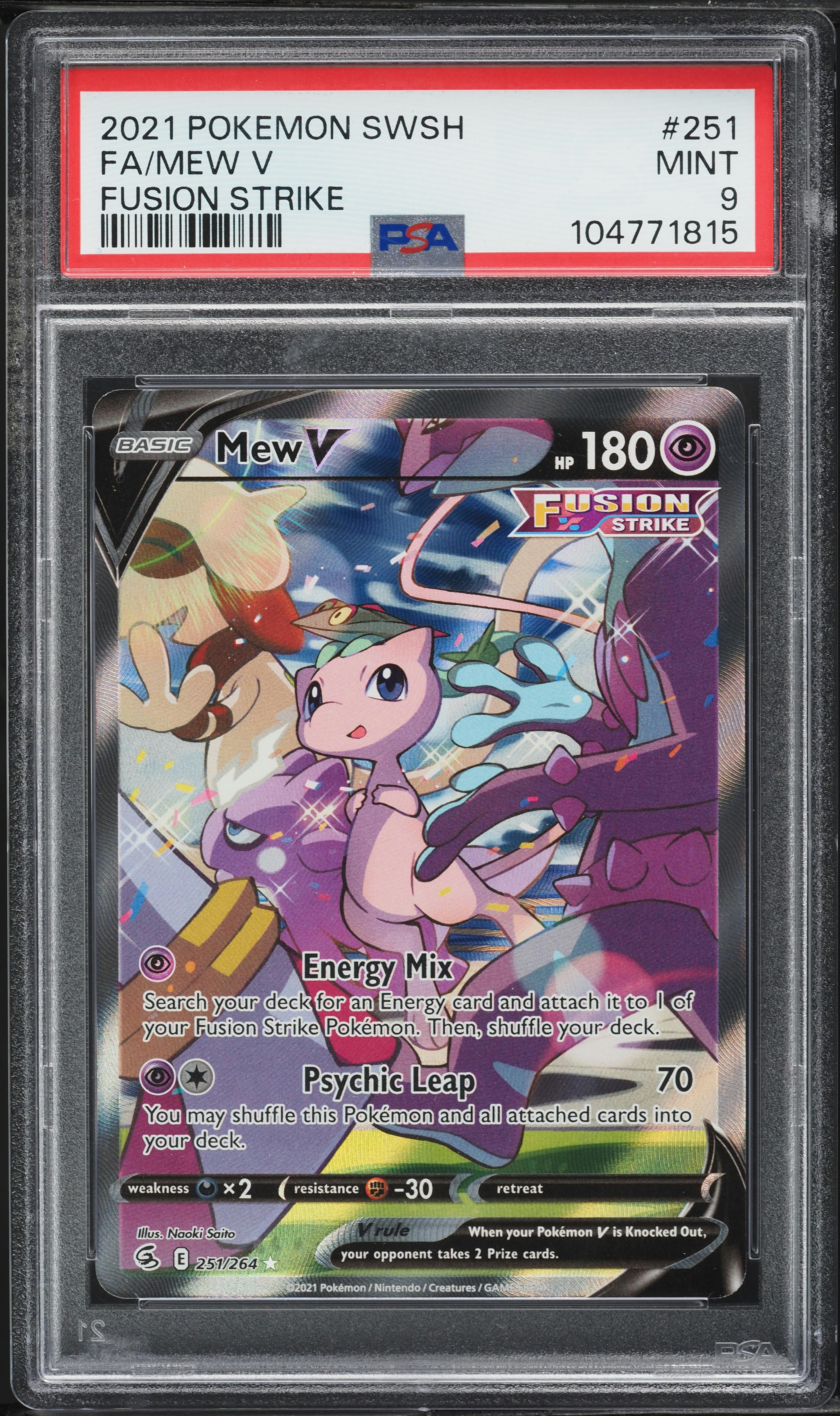 2021 Pokemon Sword & Shield Fusion Strike Full Art Mew V #251 PSA