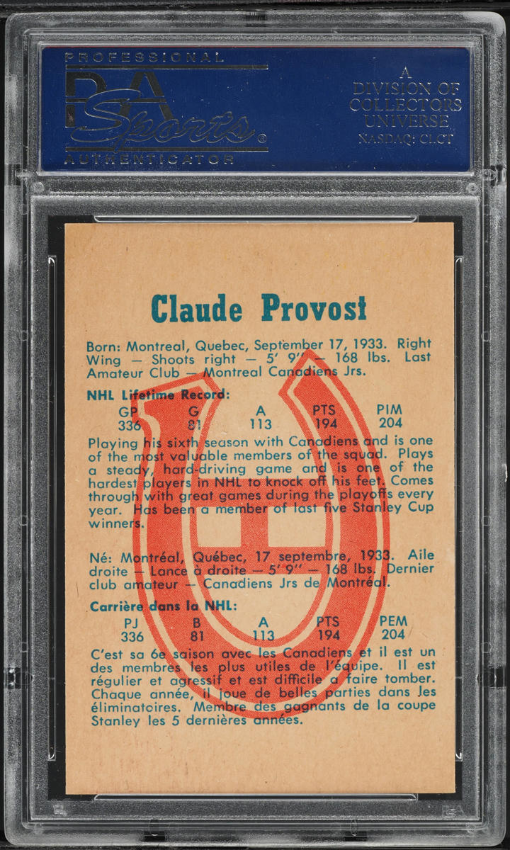 1960 Parkhurst Claude Provost #54 PSA 8.5 NM-MT+