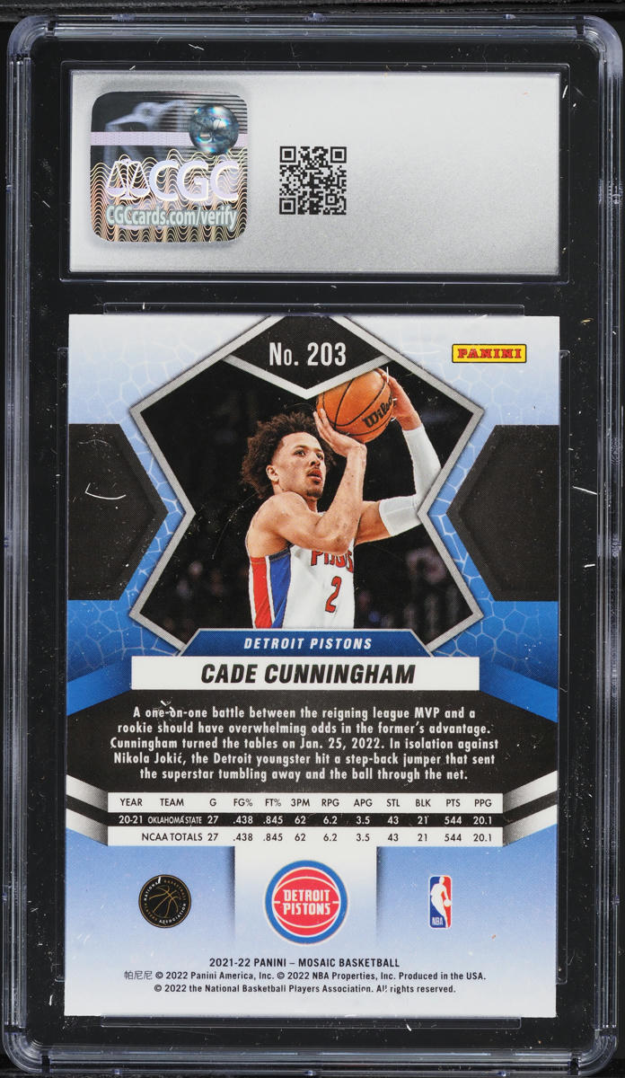 2021 Panini Mosaic Cade Cunningham ROOKIE #203 CGC 9 MINT