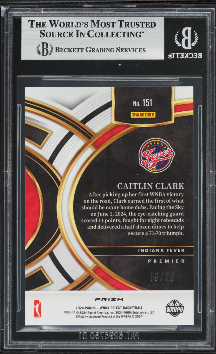 2024 Select WNBA Tie-Dye Prizm Caitlin Clark ROOKIE /25 #151 BGS 9 MINT