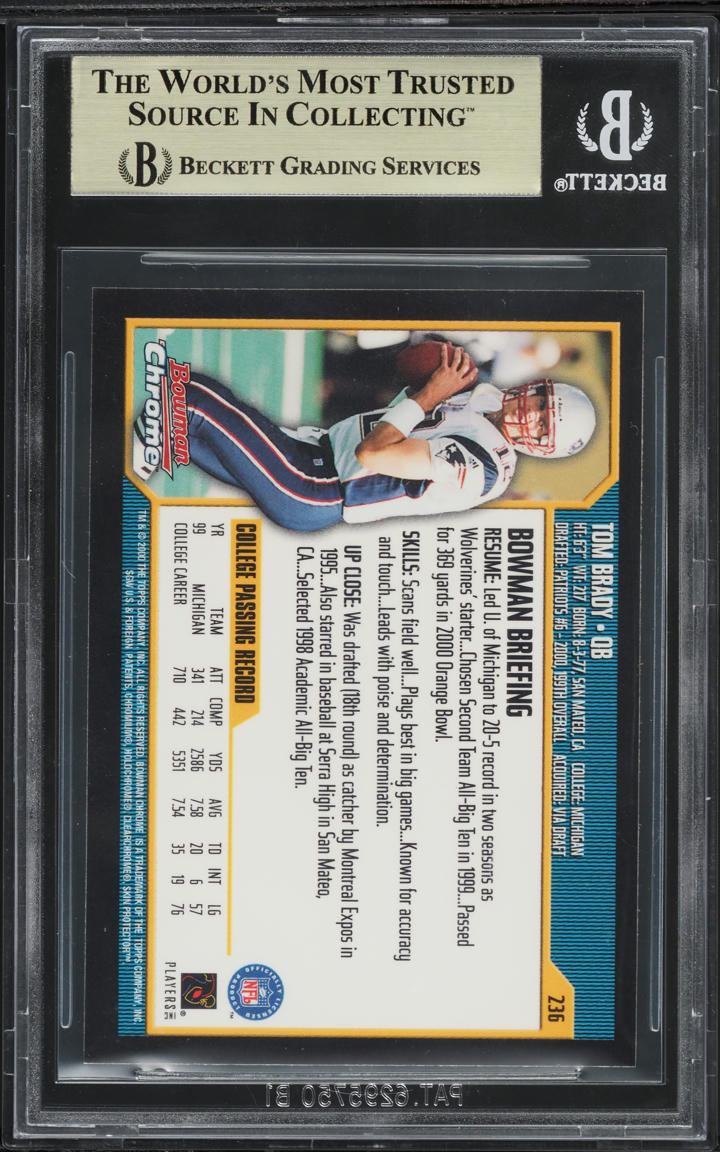 2000 Bowman Chrome Tom Brady ROOKIE #236 BGS 9.5 GEM MINT