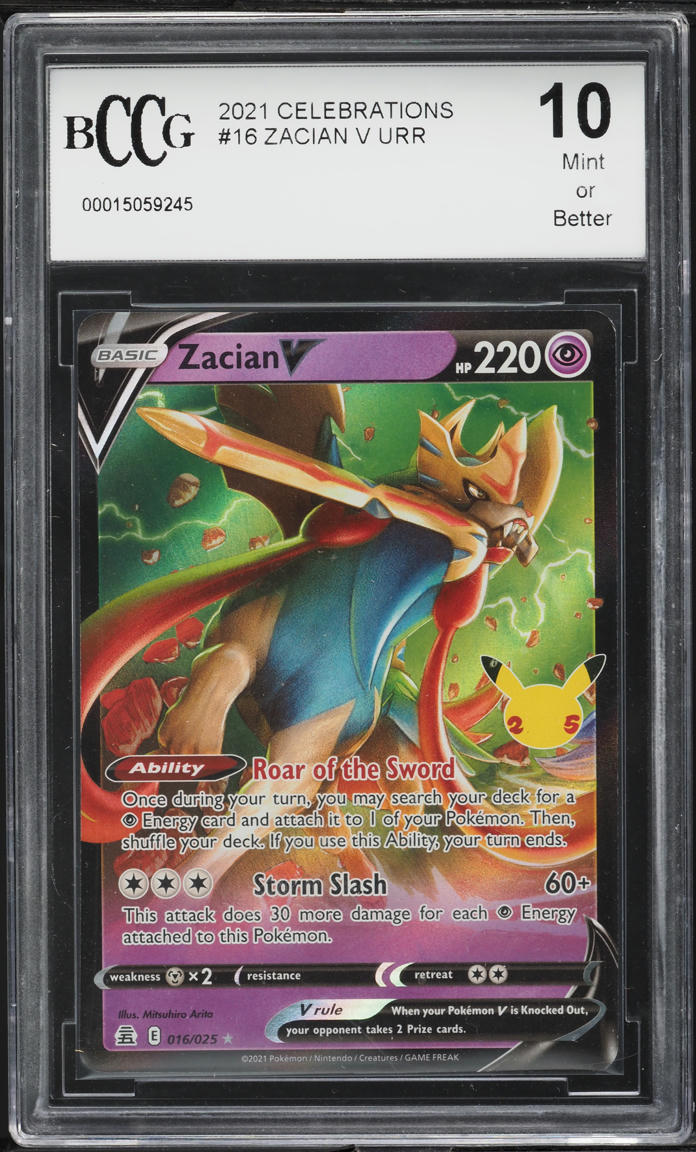 2021 Pokemon Sword & Shield Celebrations Full Art Zacian V #16 BCCG 10
