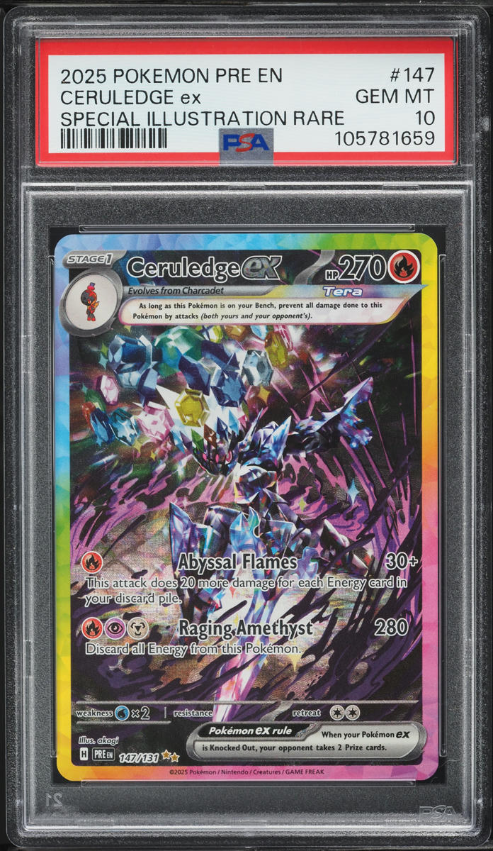 2025 Pokemon SV Prismatic Evolutions SIR Ceruledge ex #147 PSA 10 GEM MINT