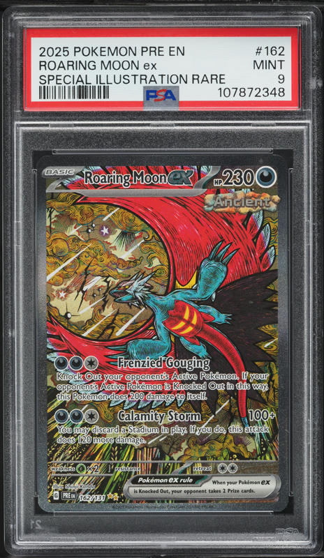 shiny roaring moon pokemon card - ex 262/182 - Paradox Rift - Hyper Rare - Gold Foil this Special Illustration Rare features a mesmerizing Pokemon - Roaring Moon ex