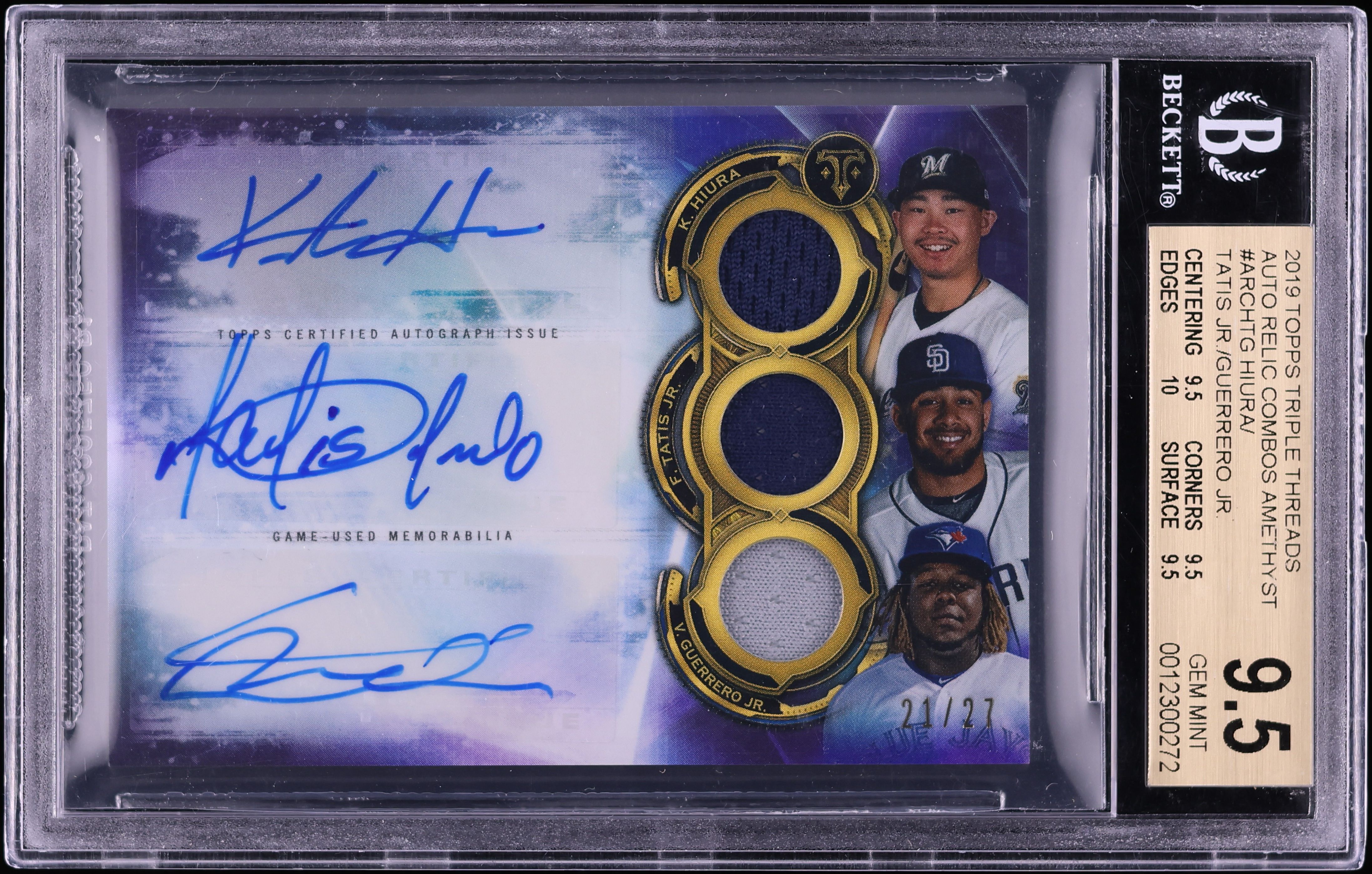 2019 Topps Triple Threads Hiura Tatis Jr. Guerrero Jr. RC PATCH