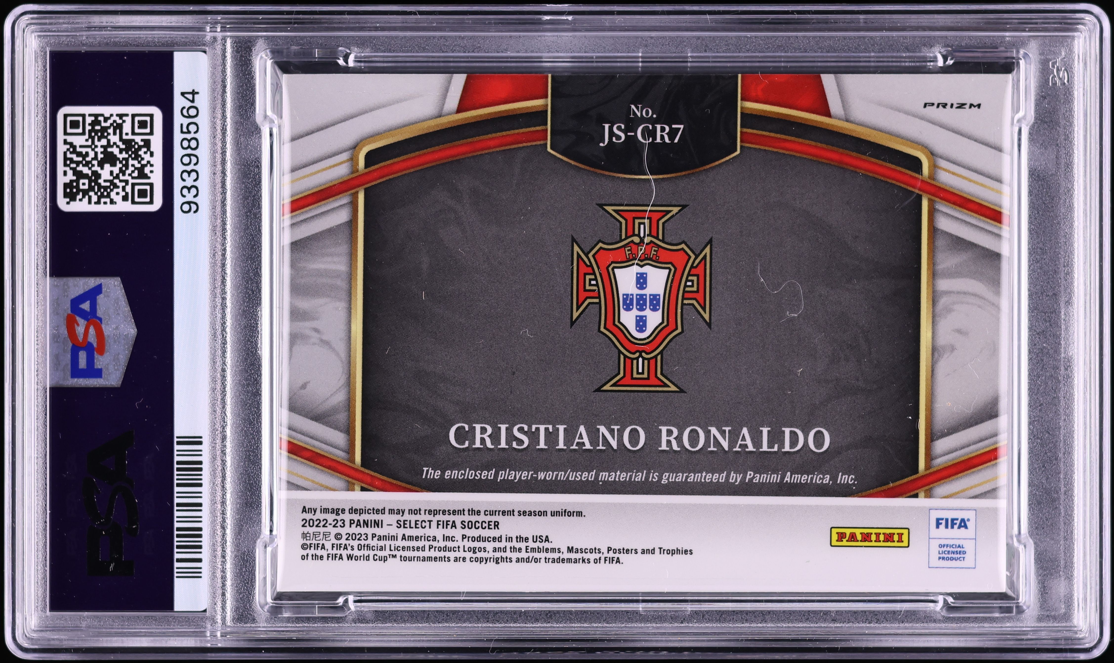 2022 Select FIFA Jumbo Cristiano Ronaldo PATCH #JS-CR7 PSA 9 MINT