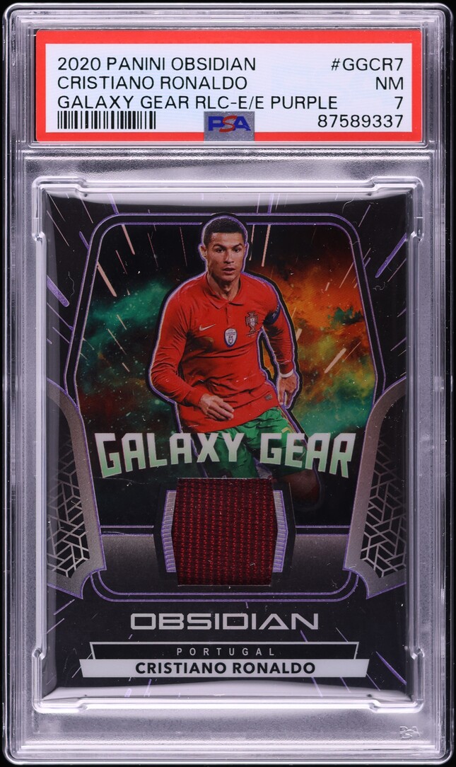 2020 Panini Obsidian Galaxy Gear Purple Cristiano Ronaldo PATCH /75 PSA 7 NRMT