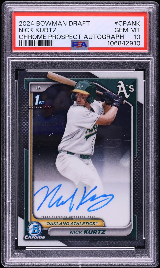 2024 Bowman Chrome Nick Kurtz PROSPECT AUTO #CPANK PSA 10 GEM MINT 