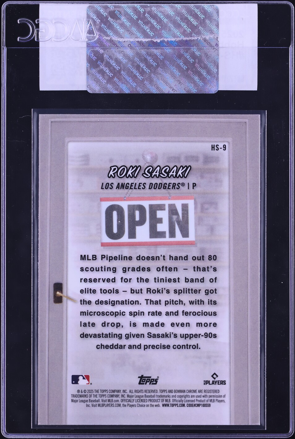 2025 Bowman Hobby Stars Roki Sasaki ROOKIE #HS-9 CGC AUTH