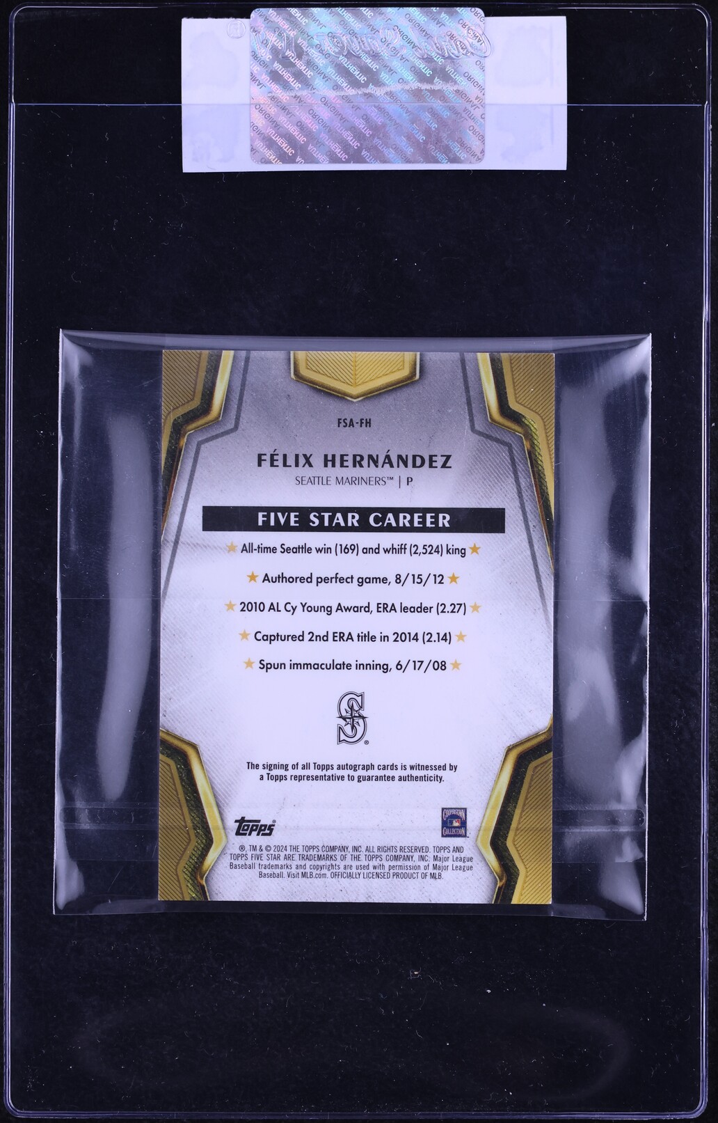 2024 Topps Five Star Felix Hernandez AUTO #FSA-FH CGC AUTH on