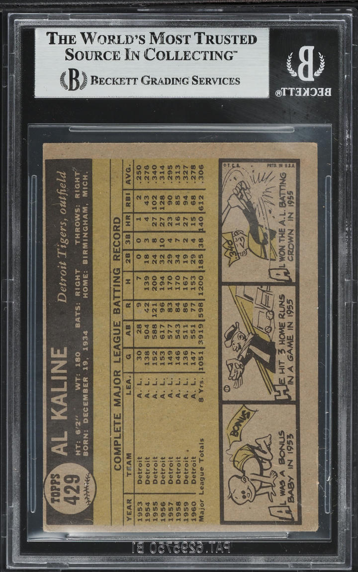 1961 Topps AL Kaline #429 BGS 5 EX