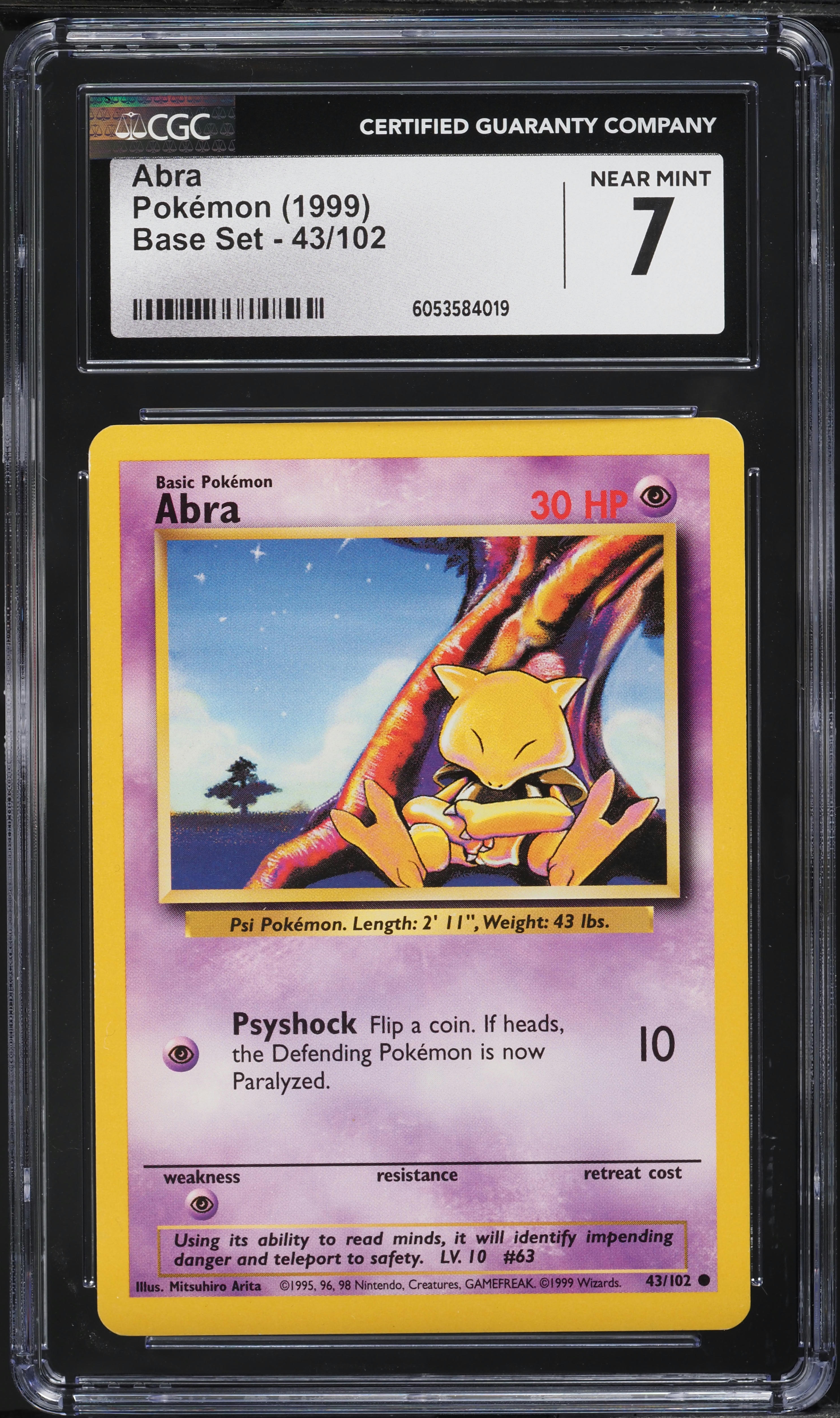 abra pokemon card 43 102 43/102 Retreat Cost ERROR* Pokemon Base Set 4th