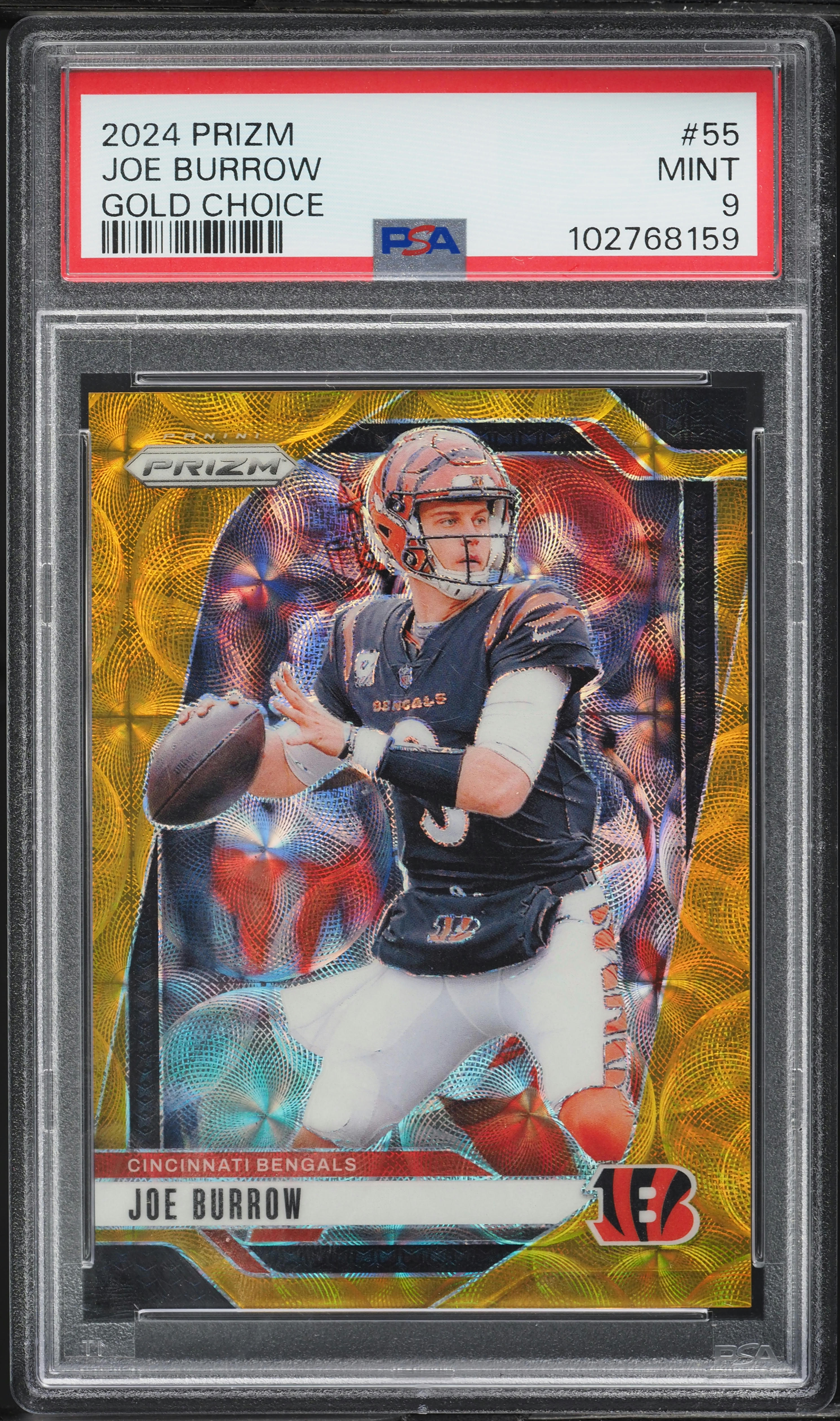 2024 Panini Prizm Football Choice Gold Joe Burrow #55 PSA 9
