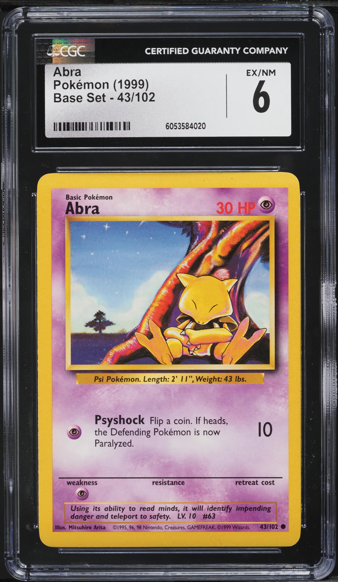 1999 Pokemon Base Set Abra #43 CGC 6 EXMT