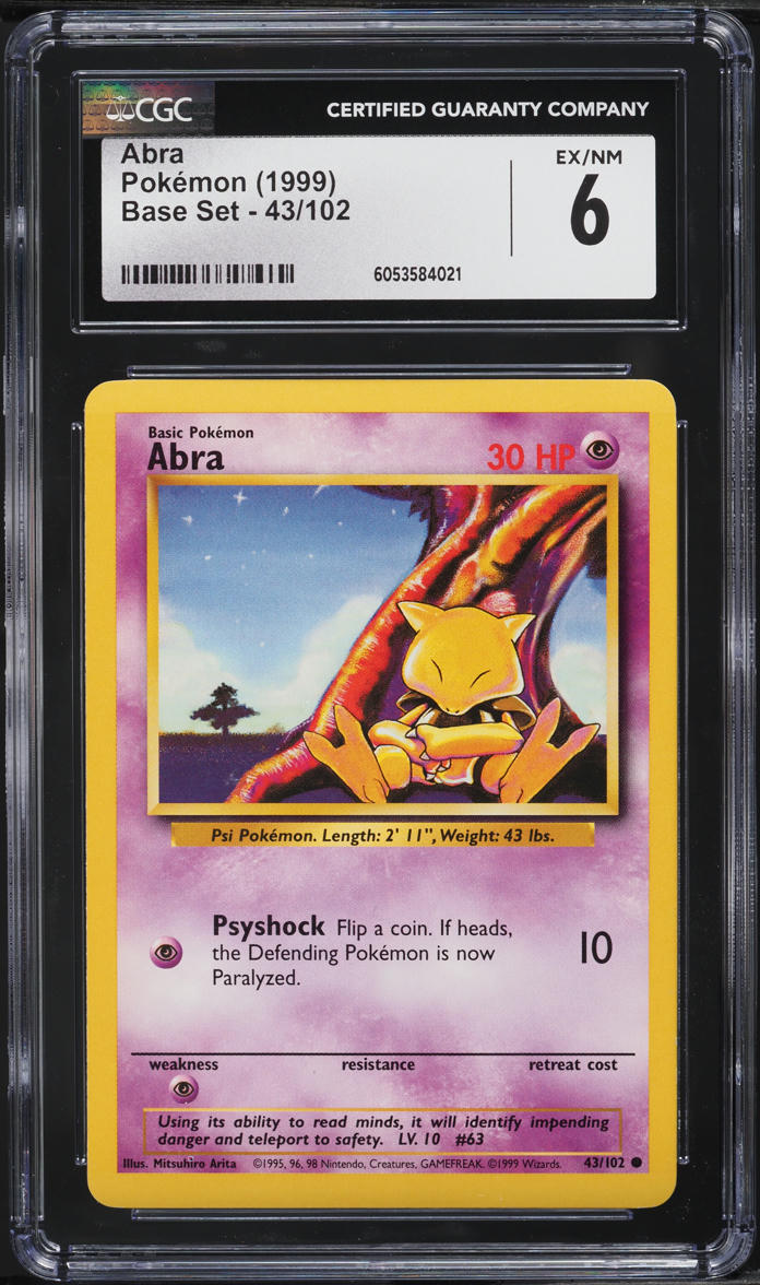 1999 Pokemon Base Set Abra #43 CGC 6 EXMT