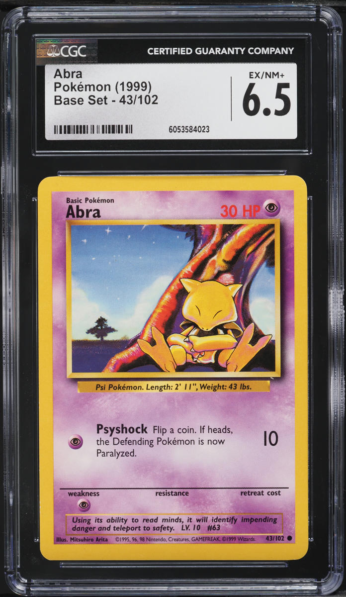 1999 Pokemon Base Set Abra #43 CGC 6.5 EXMT+