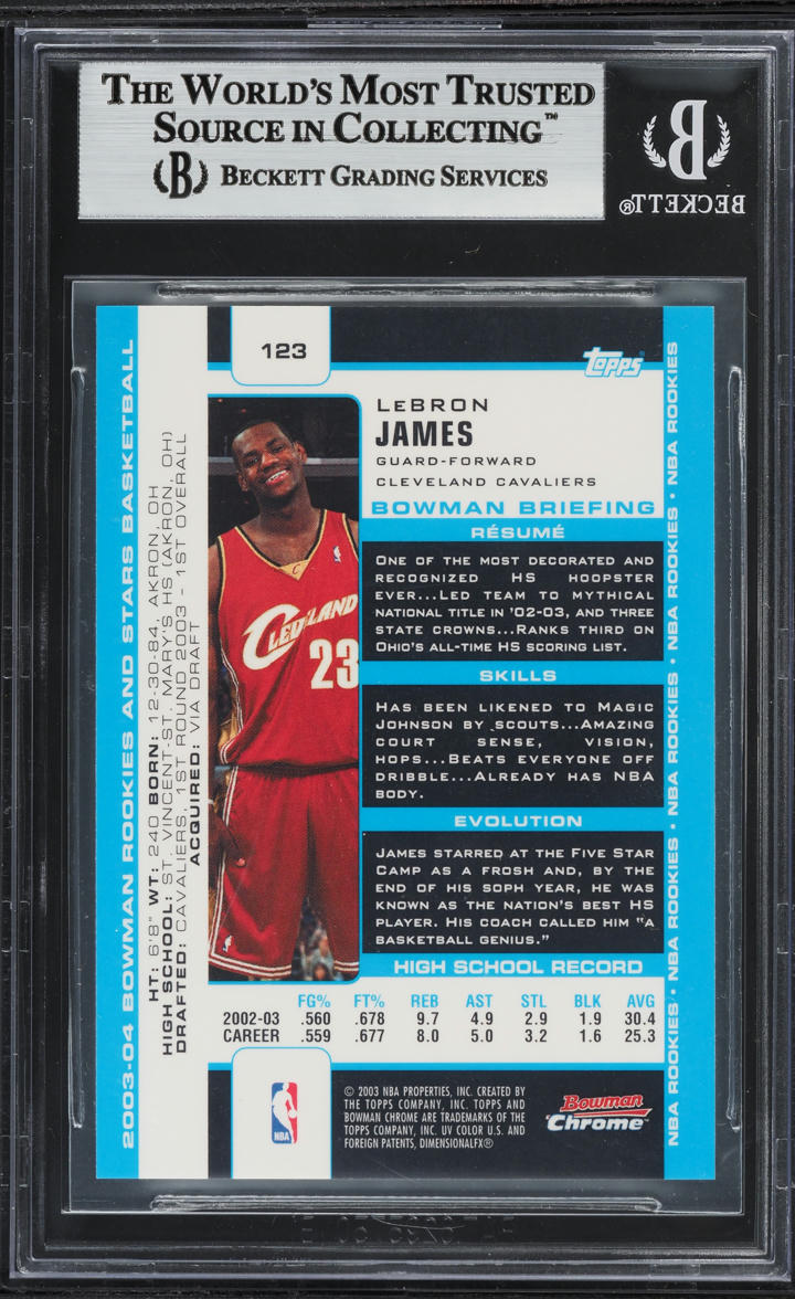 2003 Bowman Chrome LeBron James ROOKIE #123 BGS 9 MINT