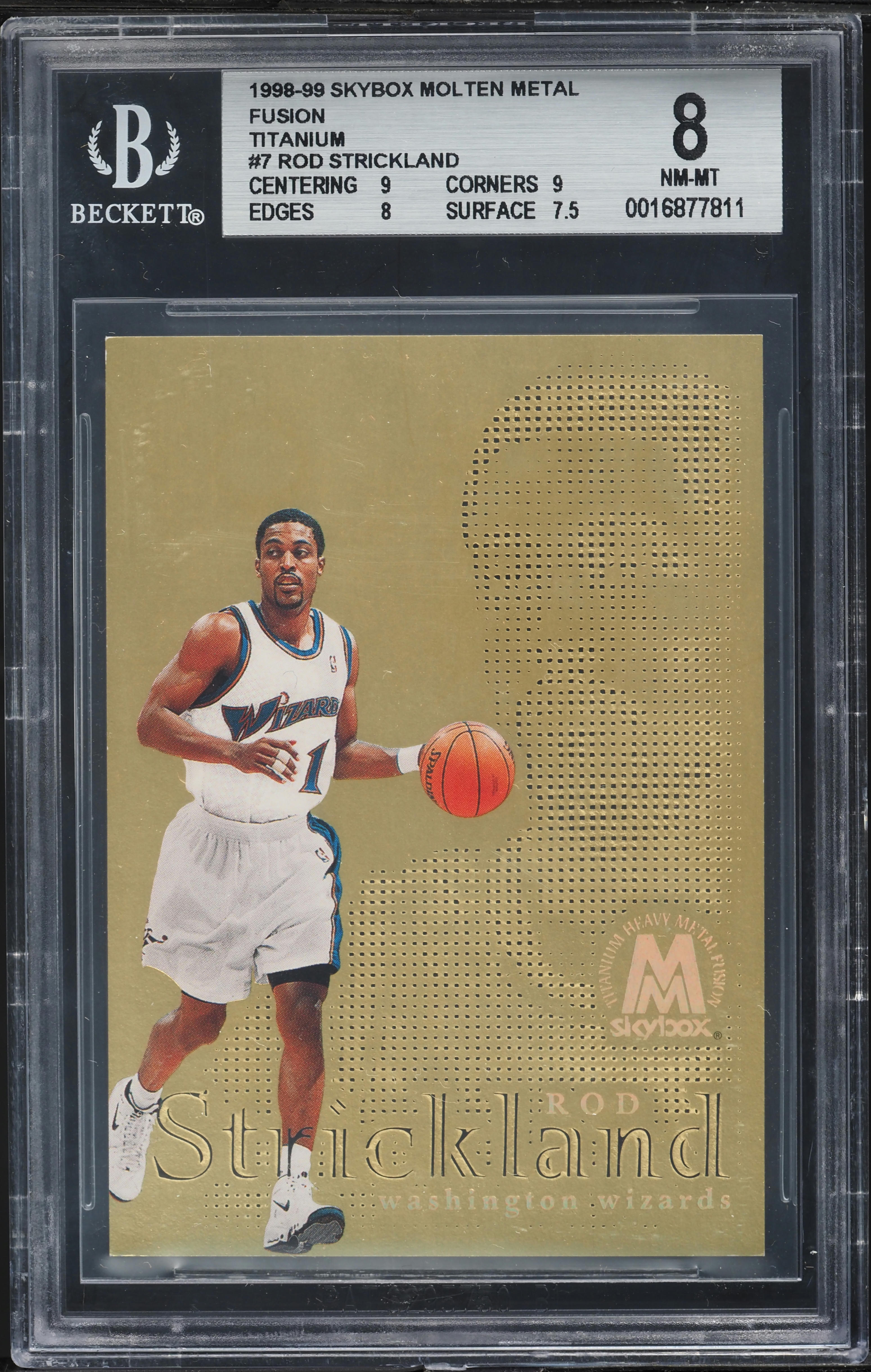 1998 Skybox Molten Metal Fusion Titanium Rod Strickland #7 BGS 8 