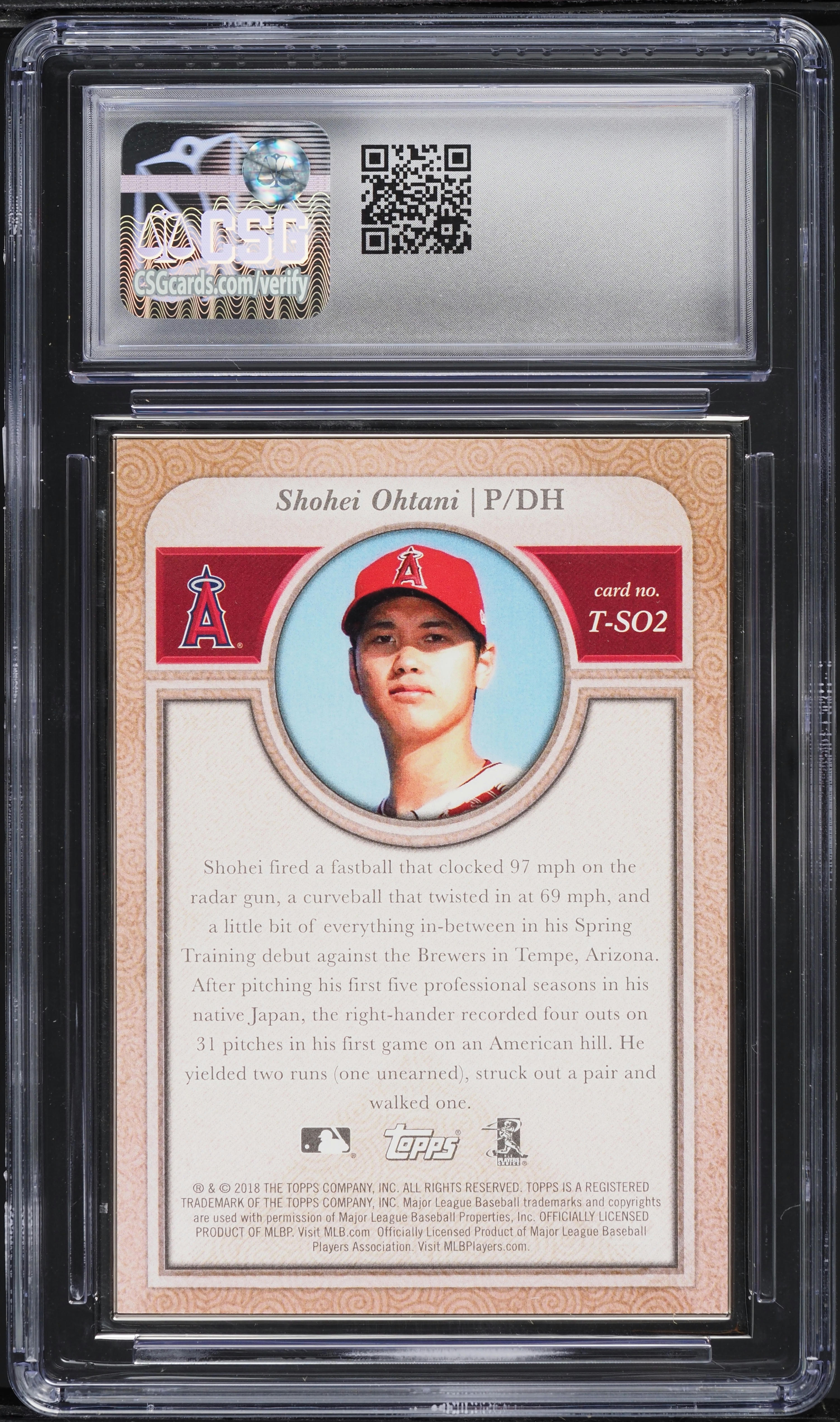 2018 Topps Transcendent Japan Edition Shohei Ohtani ROOKIE /50 CSG
