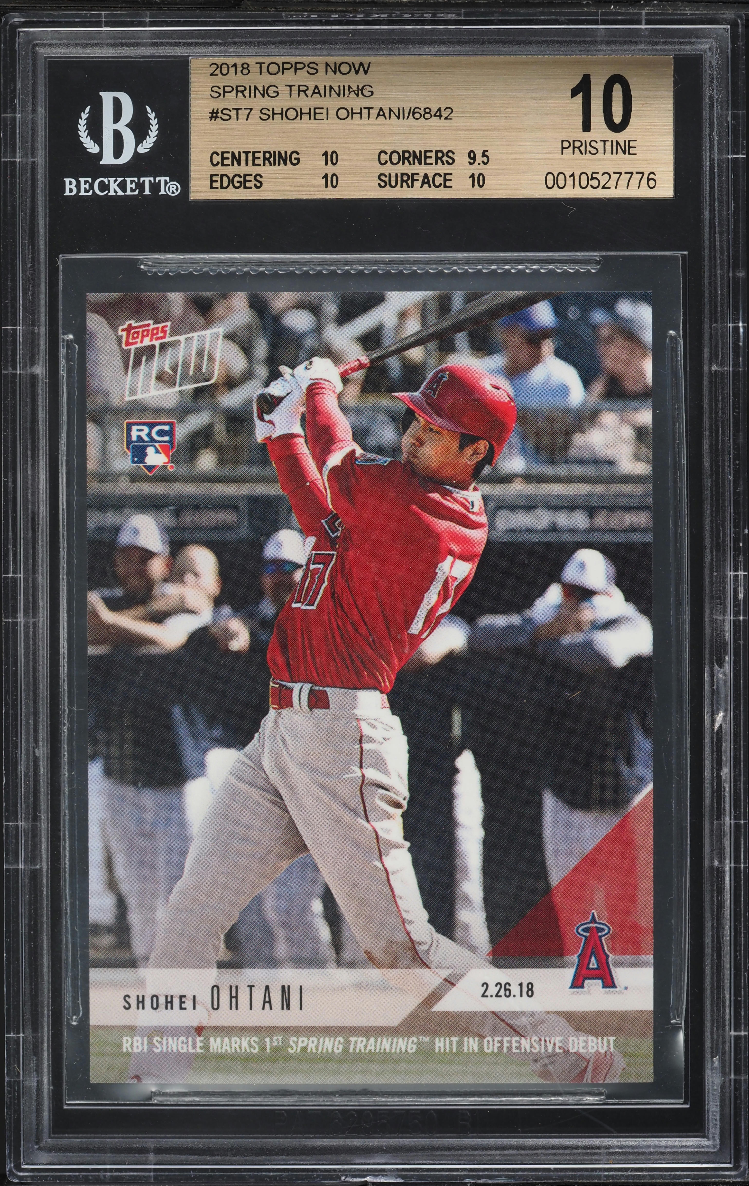 2018 Topps Now Shohei Ohtani ROOKIE #ST-7 BGS 10 PRISTINE on