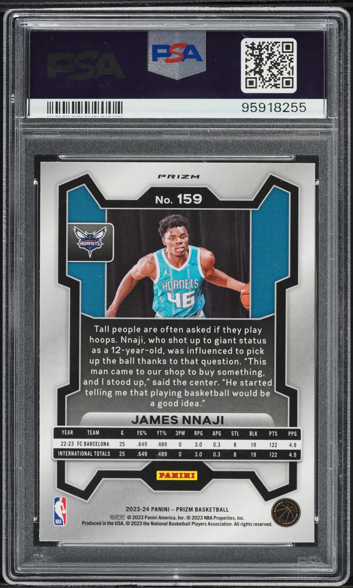2023 Panini Prizm Red Sparkle James Nnaji ROOKIE #159 PSA 10 GEM MINT
