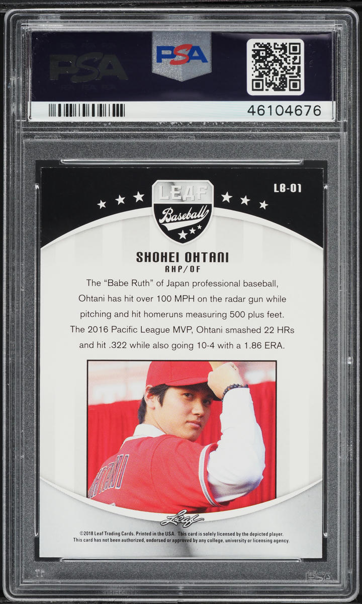 2018 Leaf Baseball Ohtani Gold Shohei Ohtani ROOKIE /100 #LB-01 PSA 10 GEM MINT