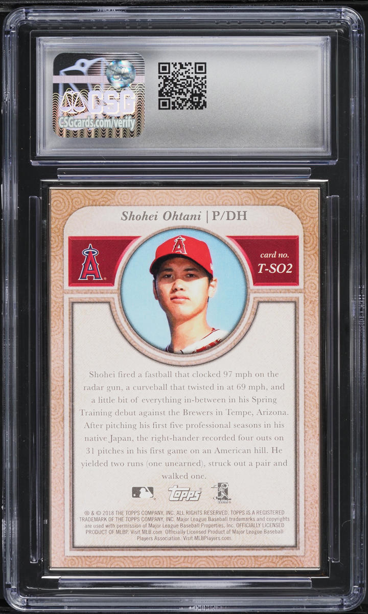 2018 Topps Transcendent Japan Edition Shohei Ohtani ROOKIE /50 CSG 9.5 MINT+