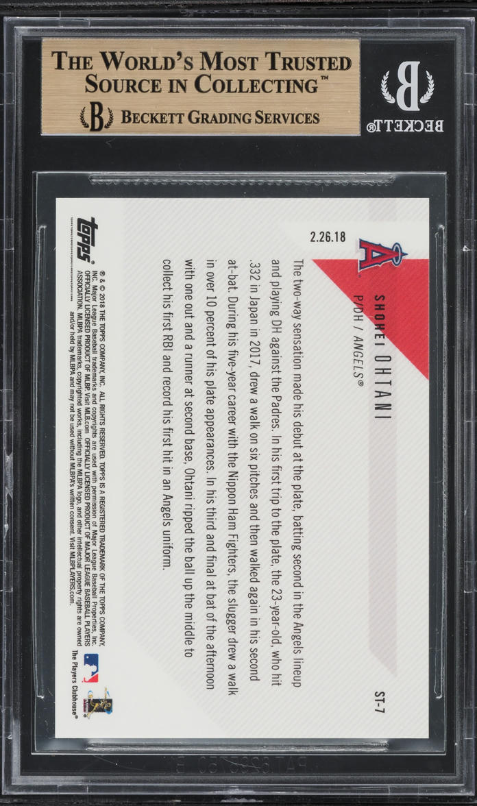 2018 Topps Now Shohei Ohtani ROOKIE #ST-7 BGS 10 PRISTINE