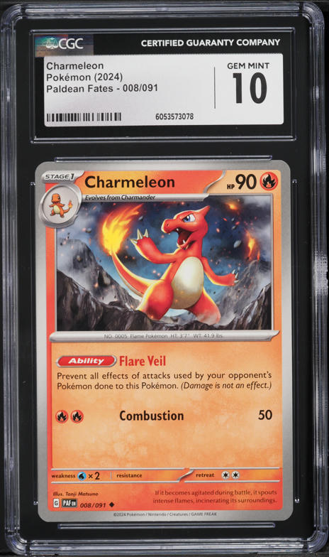 2024 Pokemon Scarlet & Violet Paldean Fates Charmeleon #8 CGC 10 GEM MINT