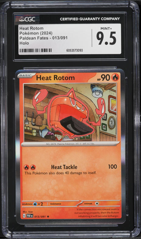 2024 Pokemon Scarlet & Violet Paldean Fates Holo Heat Rotom #13 CGC 9.5 MINT+