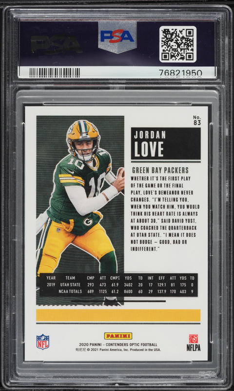 2020 Panini Contenders Optic Jordan Love ROOKIE #83 PSA 10 GEM