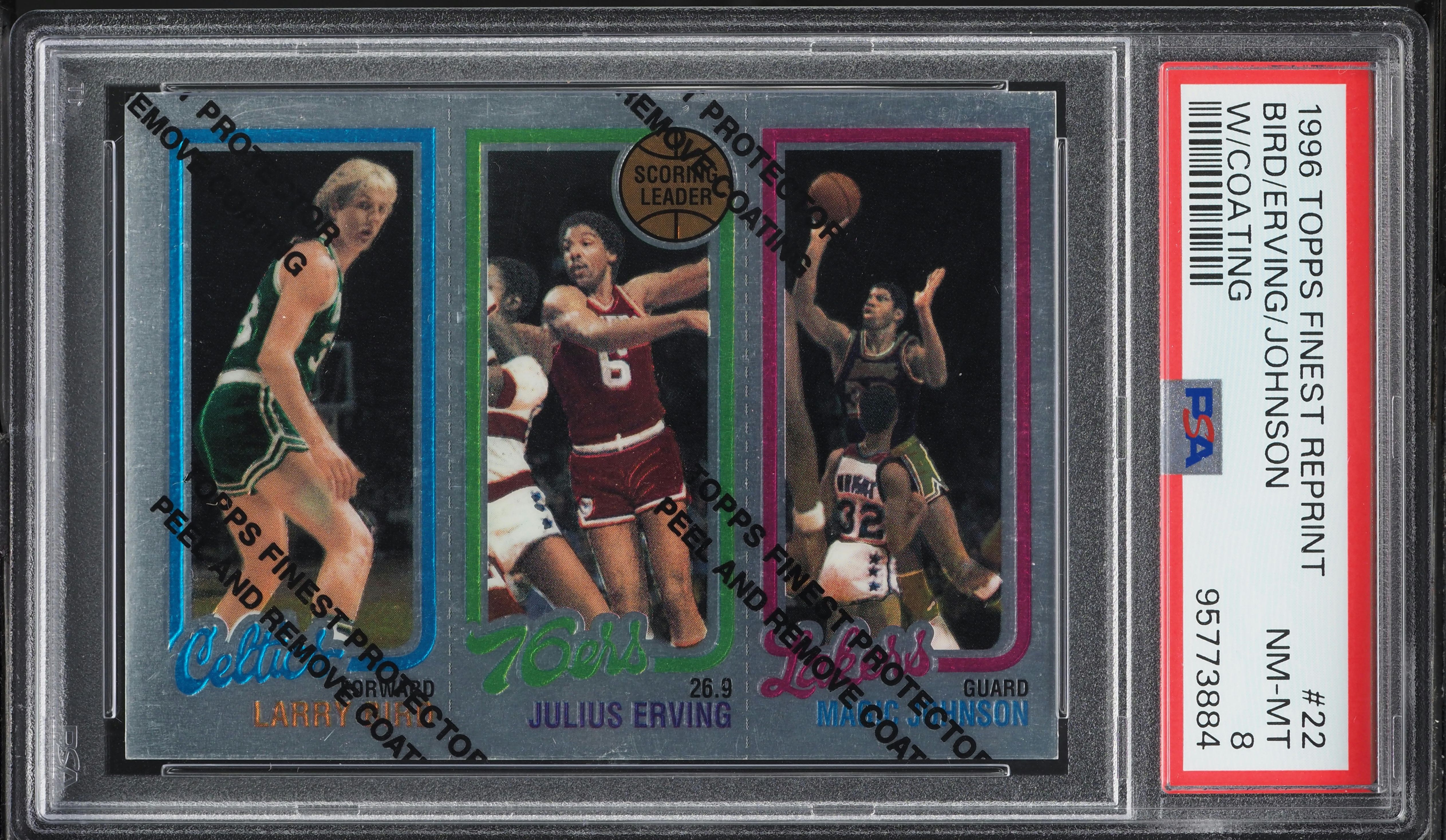 1996 Finest Reprint w/ Coating Larry Bird Julius Erving Magic
