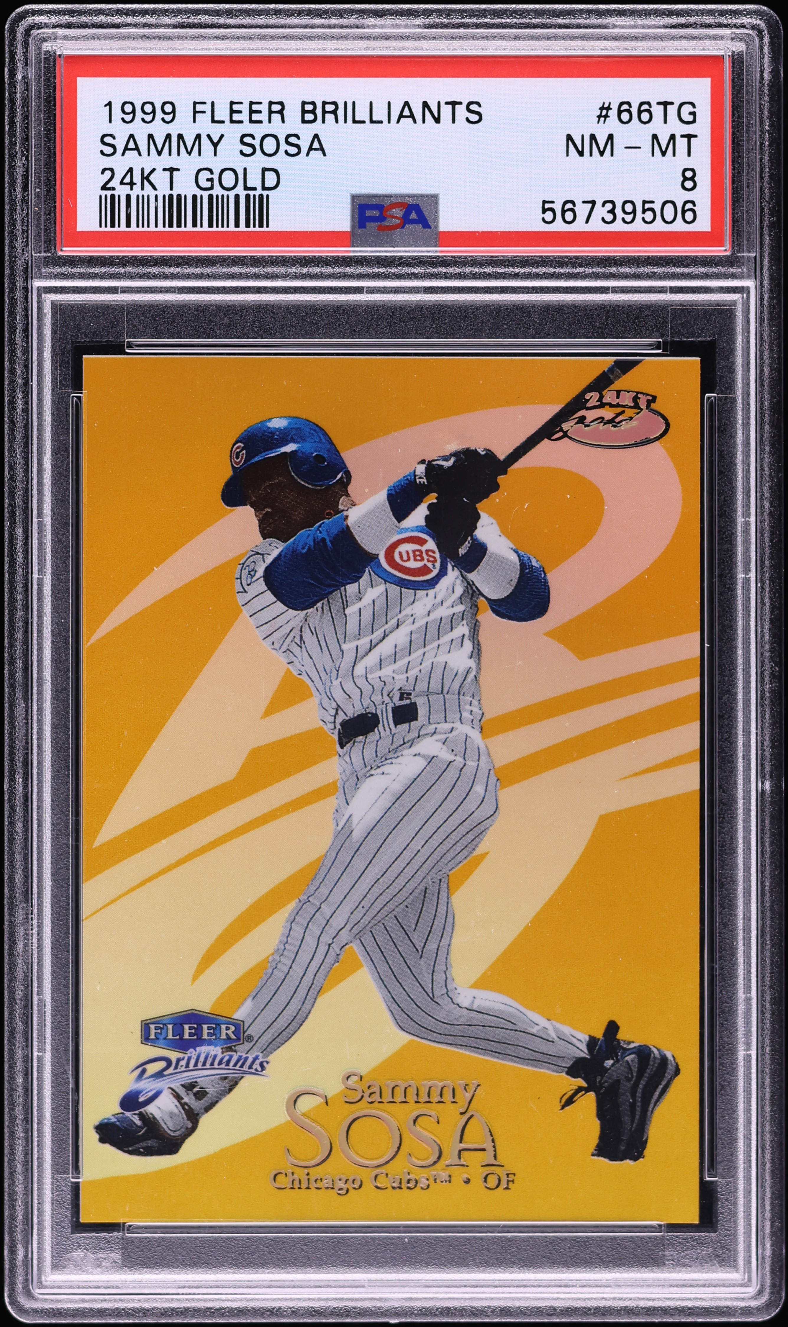 1999 Fleer Brilliants 24KT Gold Sammy Sosa /24 #66TG PSA 8 NM-MT