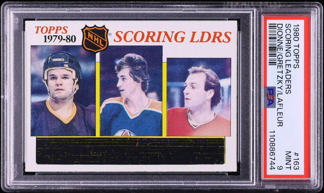 1980 Topps Hockey Wayne Gretzky Guy LaFleur Marcel Dionne LDRS #163 PSA 9 MINT